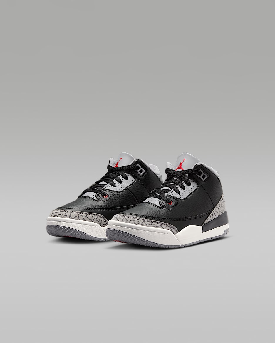 Jordan 3 Retro Black Cement Little Kids Shoes. Nike
